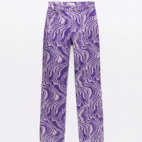 Zara Purple Swirl Patterned Pants - Picture 5 of 5